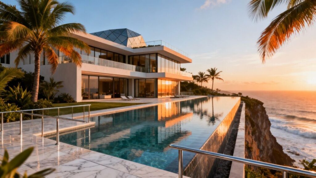 Luxury Florida mansion with infinity pool and ocean view.