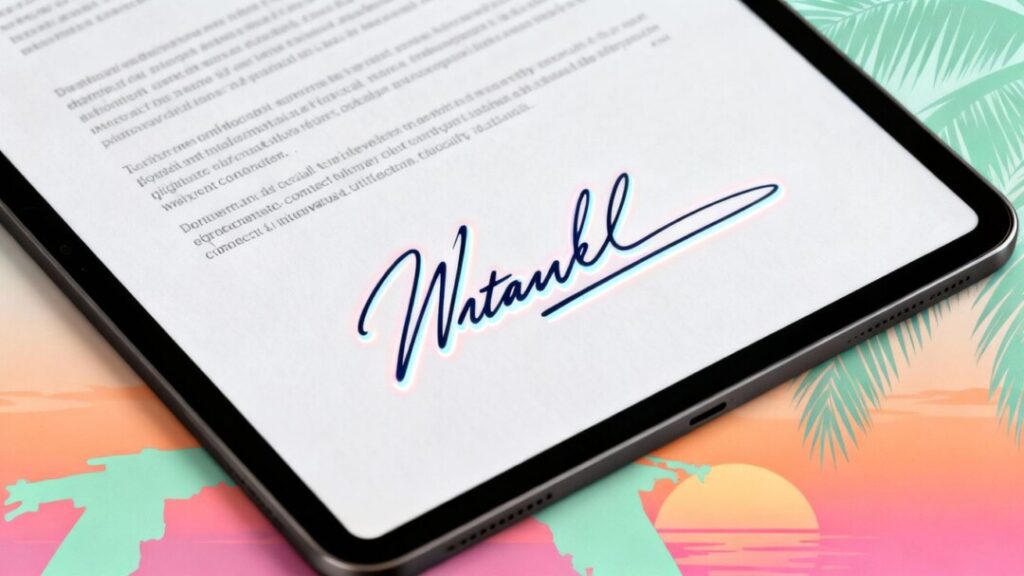 Florida Realtors e-signature solution on a tablet.