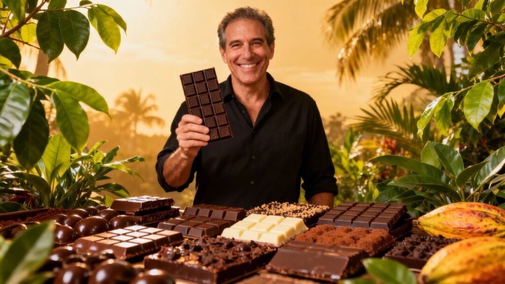 Fred Meltzer with artisanal chocolates in South Florida.