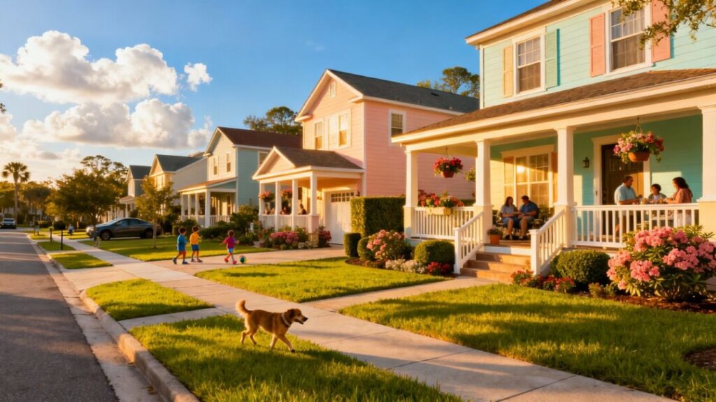 Orlando neighborhood with homes and green spaces.
