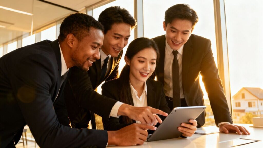 Real estate professionals using a digital signature tool.