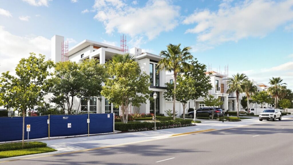 Luxury homes under construction on Avila Road, West Palm Beach.