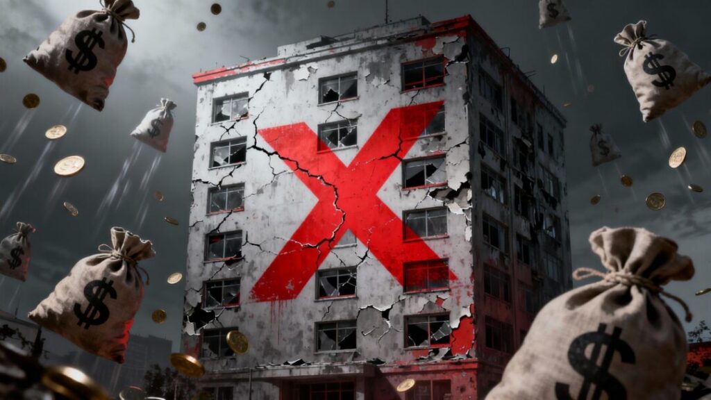 Florida real estate firm office with money falling.