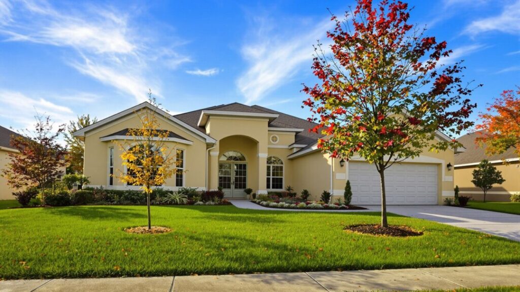 Orlando home with fall foliage and sunshine.