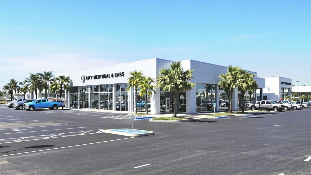 Former dealership building now used for city operations hub