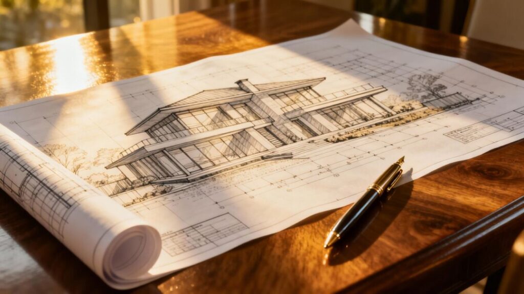 Blueprint of a beautiful modern house.