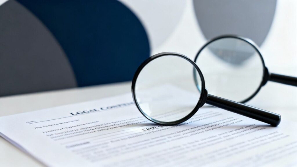 Franchise addendum document with magnifying glass.