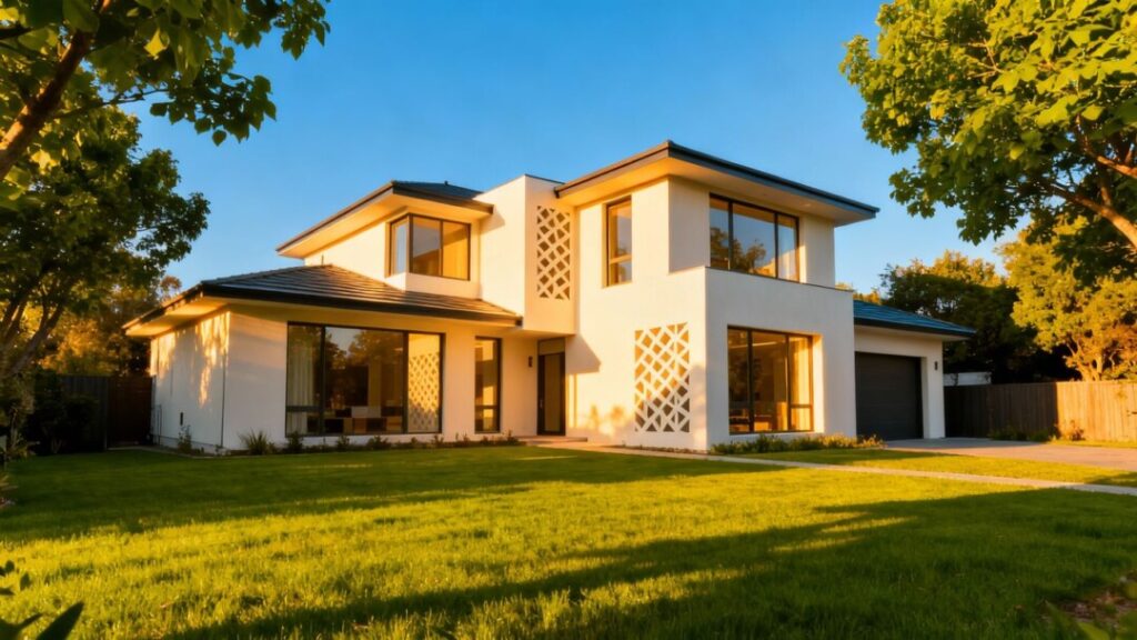 Davenport house with curb appeal and blue sky.
