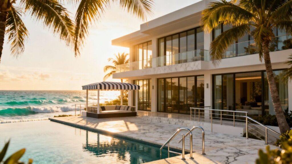 Luxury South Florida mansion with ocean view and pool.