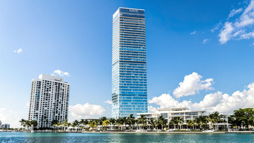 Miami skyscraper and waterfront property