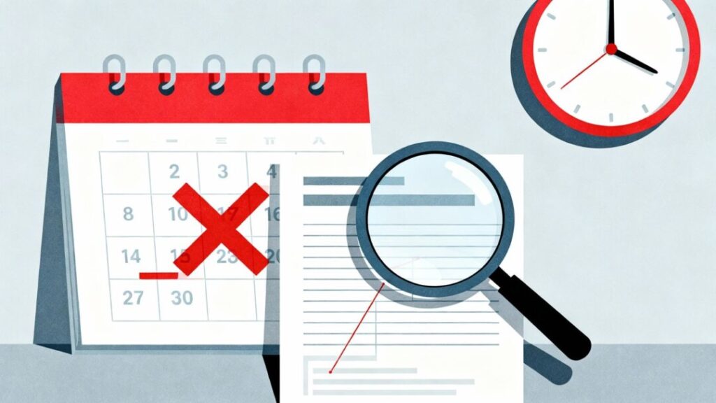 Extended business reporting deadlines calendar and clock.