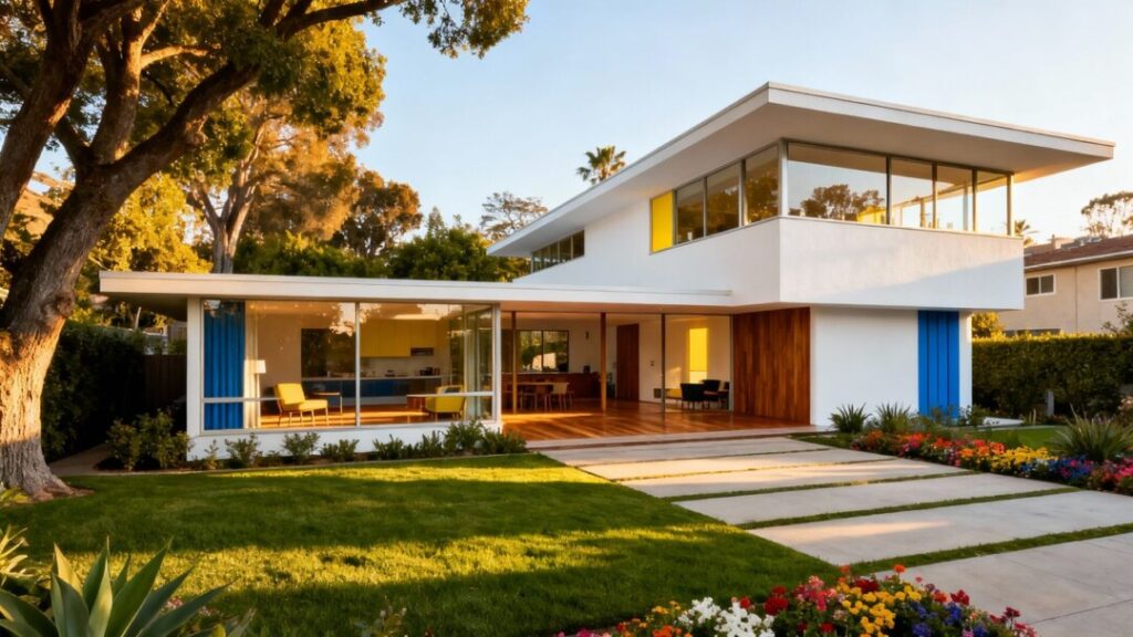 Iconic Neutra Case Study House #20 exterior view.