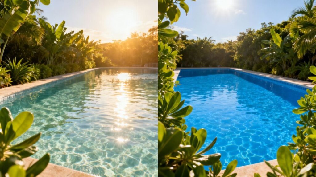 Saltwater and chlorine pools side-by-side.