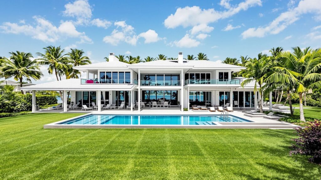 Rosie O'Donnell's former Miami Beach mansion with pool and ocean view.