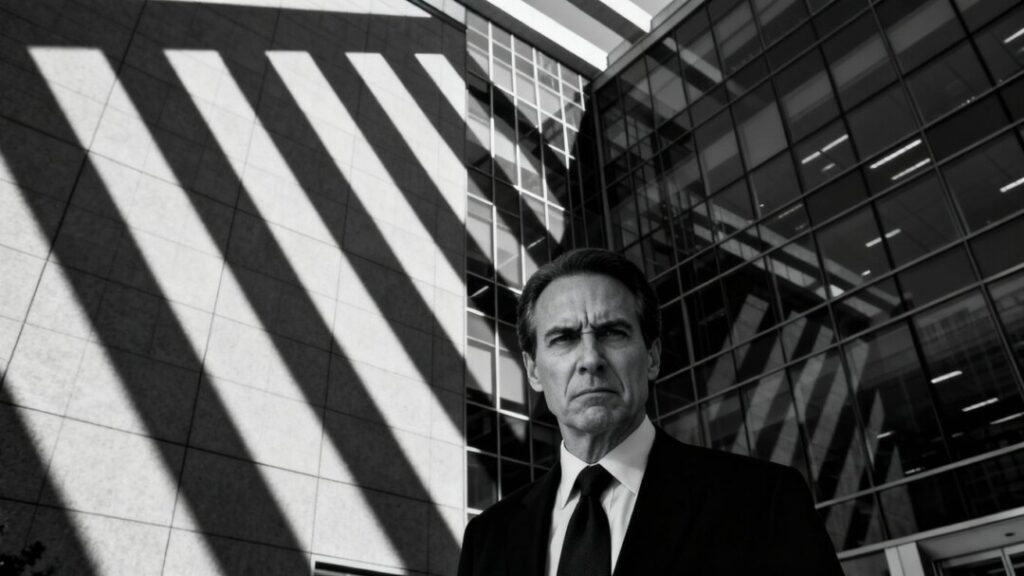Real estate agent in front of office building
