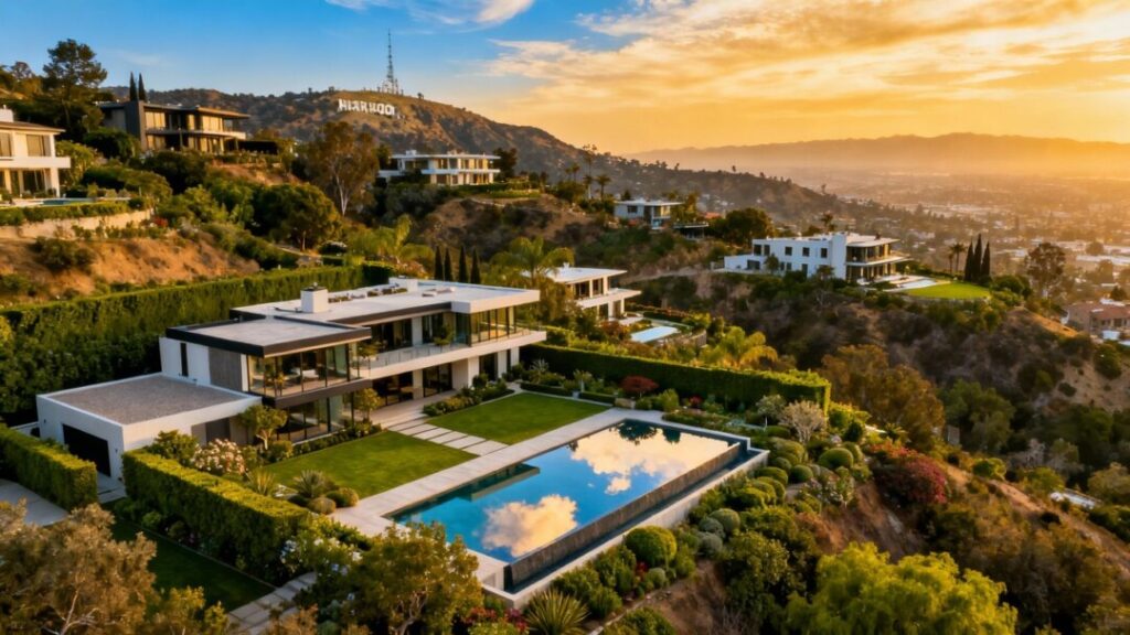 Luxurious Hollywood Hills estate with pool and gardens