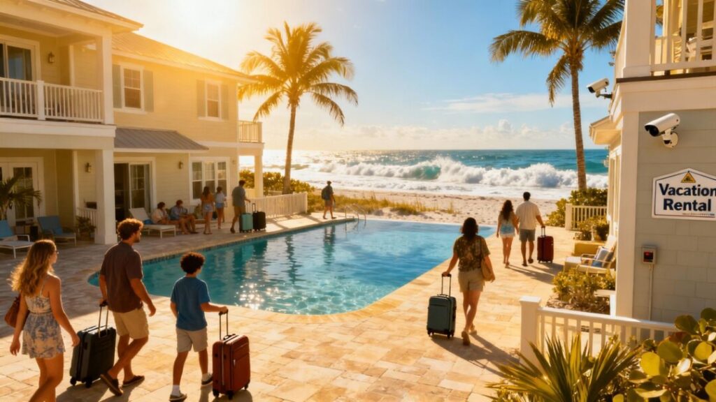 Florida vacation homes busy with tourists under sunny skies