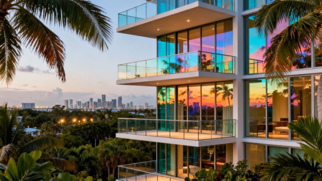 Luxury condo tower in Coconut Grove, Miami.