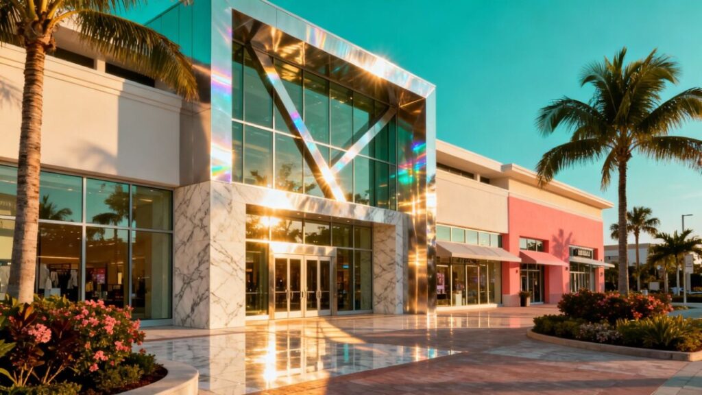 Galleria Mall exterior with blue sky.