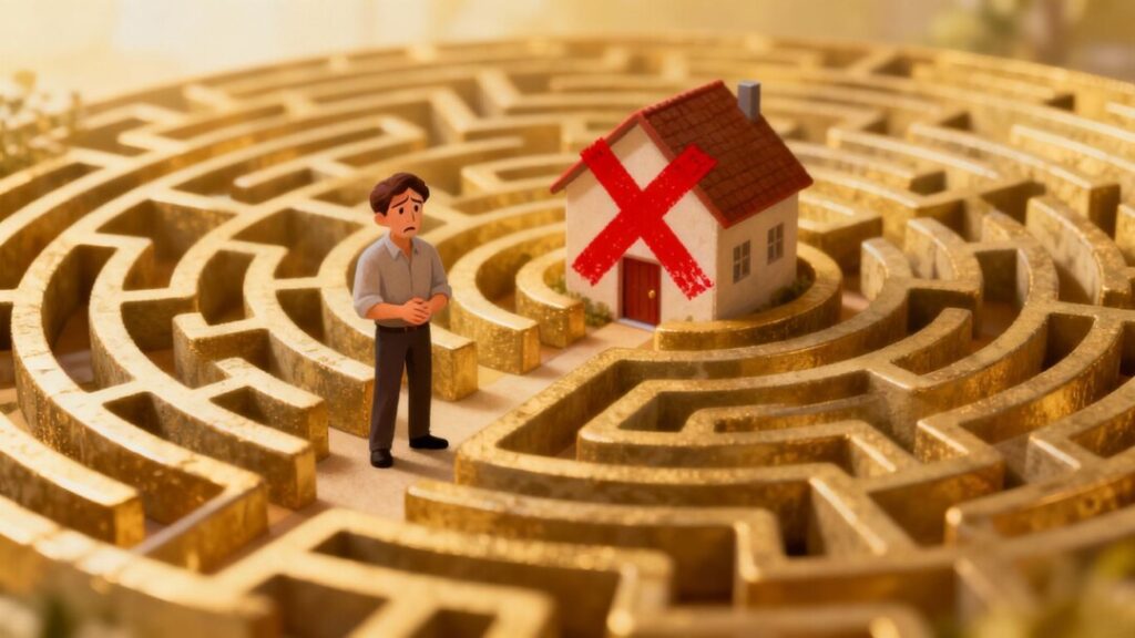 Home buyer confused by maze leading to rejected offer.