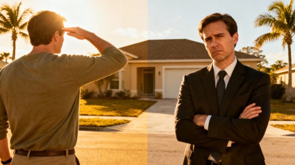 Florida real estate market with hesitant buyer and frustrated seller.