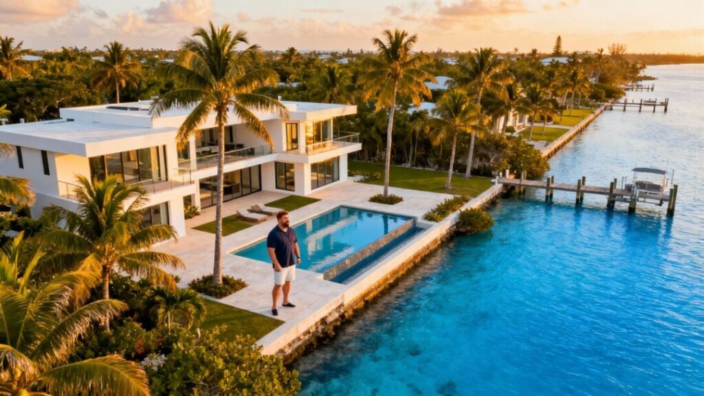 Dave Portnoy at luxury Florida Keys mansion poolside
