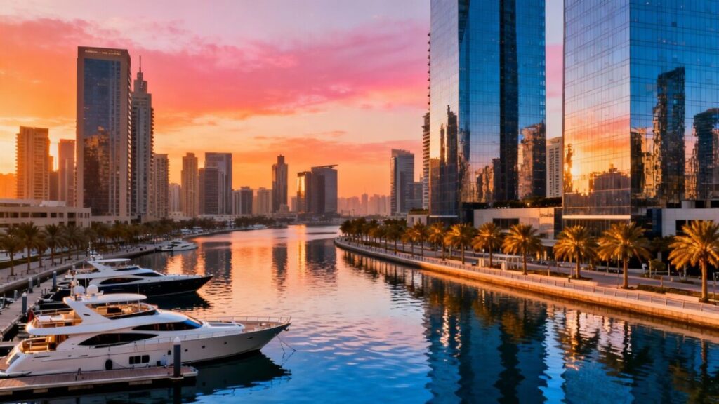 Fort Lauderdale cityscape with waterways and modern buildings.