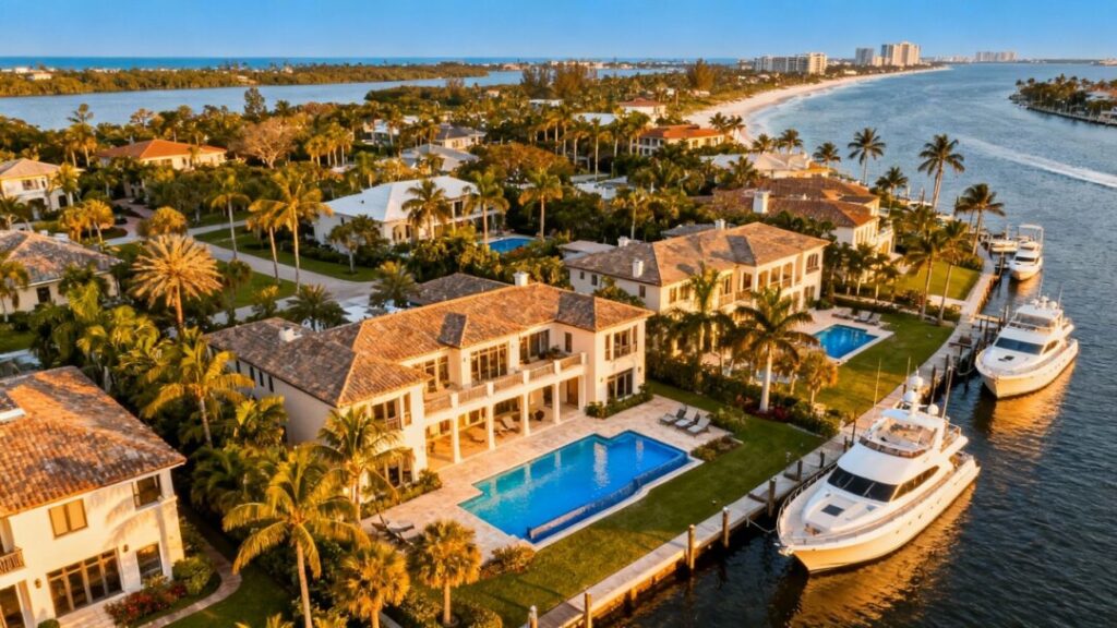 Luxury waterfront homes and yachts in West Palm Beach