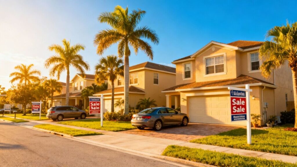 Sunny Florida homes with more For Sale signs visible