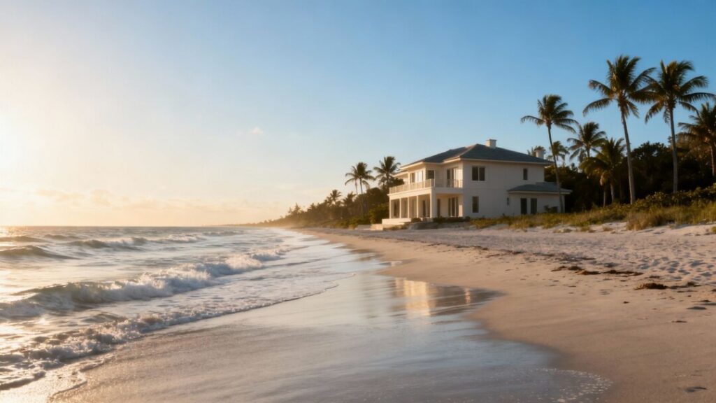 South Florida luxury home with ocean view, empty.