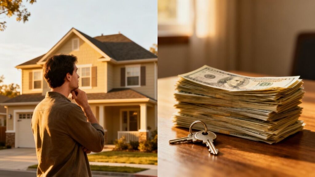 House and cash pile