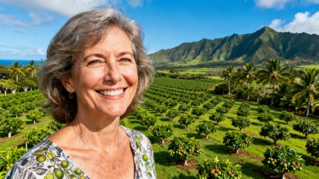 Roseanne Barr at her Hawaiian macadamia nut farm