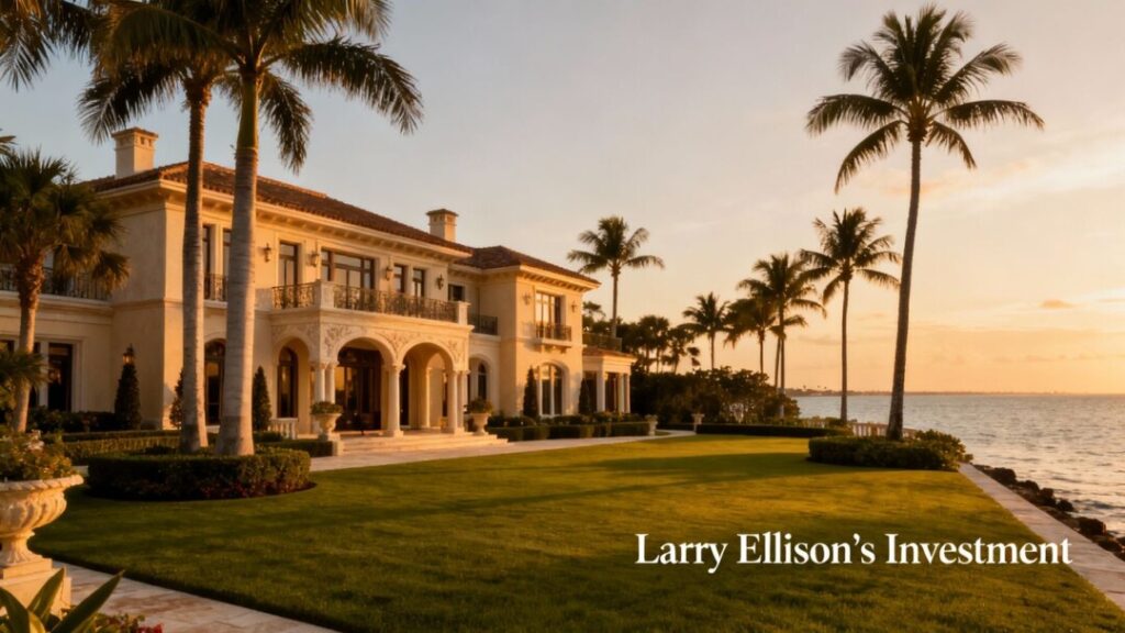 Manalapan mansion with ocean view, linked to Larry Ellison's investment.
