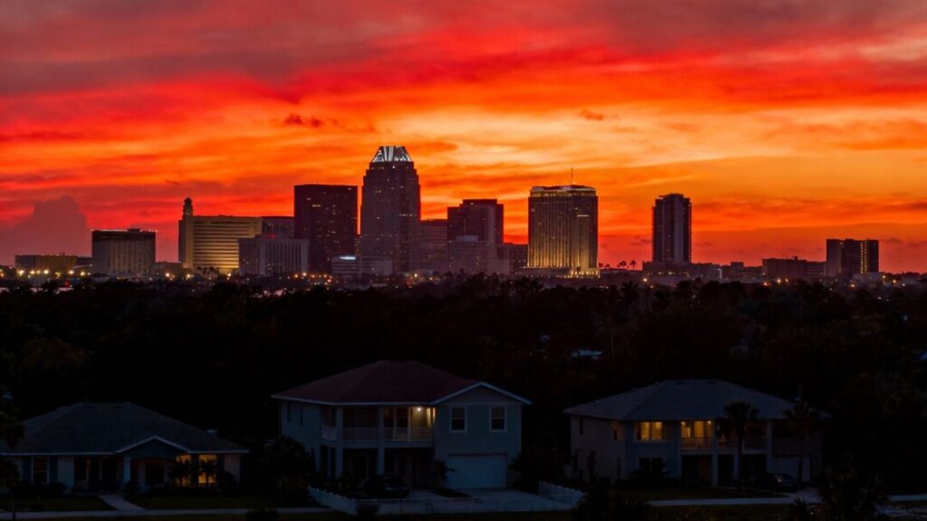 Tampa skyline with houses during a hot market.