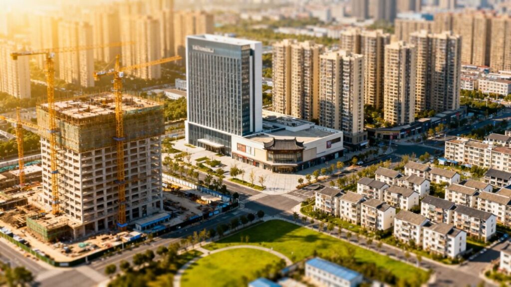 High-rise buildings and hotel replace old shopping mall