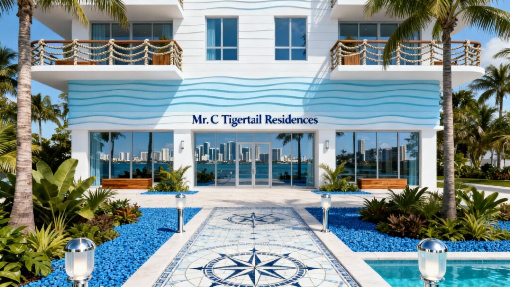 Exterior rendering of the modern, nautical-inspired Mr. C Tigertail Residences in Coconut Grove