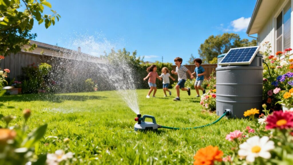 Smart summer backyard with water-saving features
