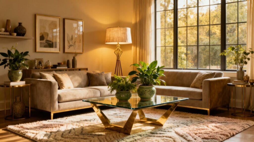 Modern living room with stylish furniture and natural light.