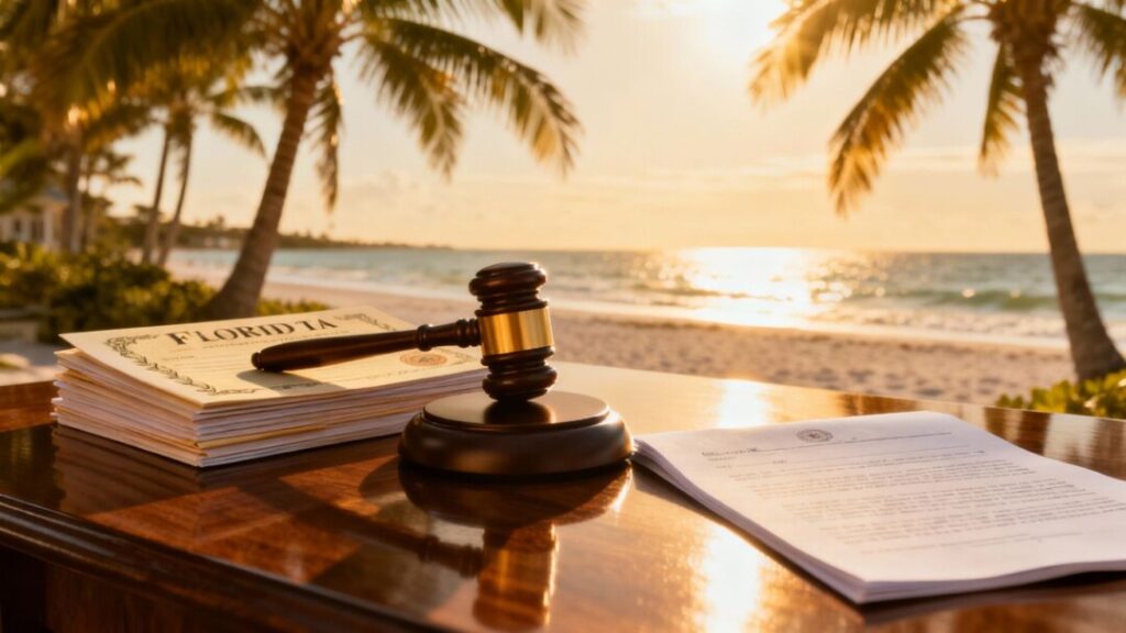 Florida real estate contract document with gavel.