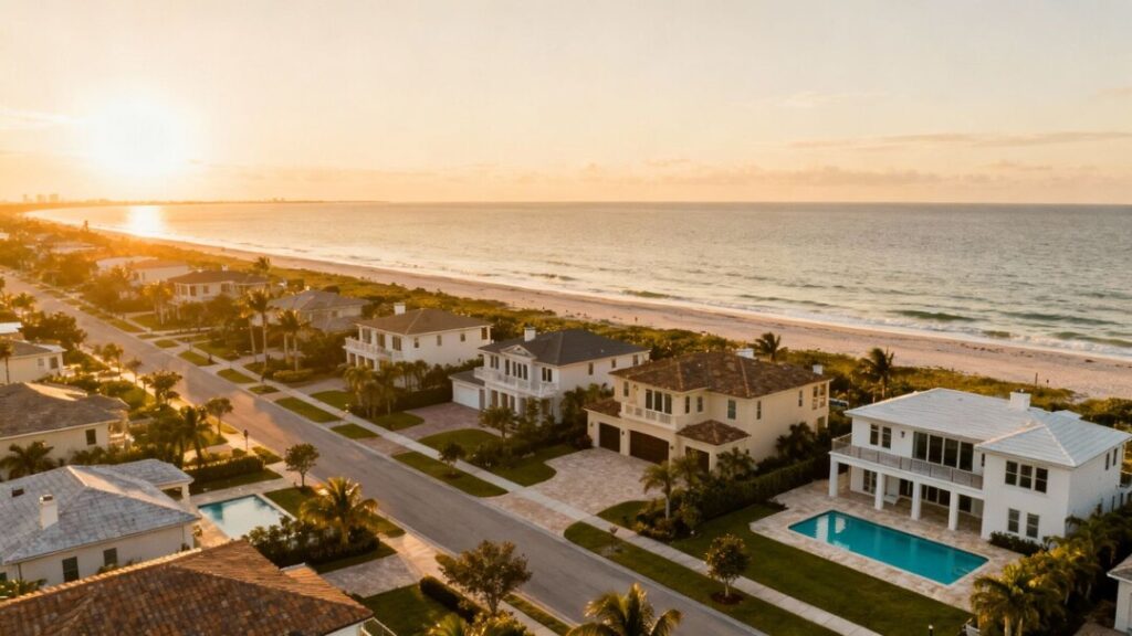 South Florida homes with quiet streets and empty beaches.