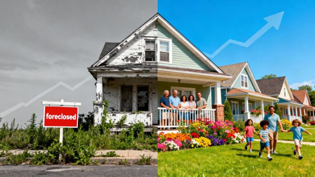 Housing market resilience despite rising foreclosure rates.