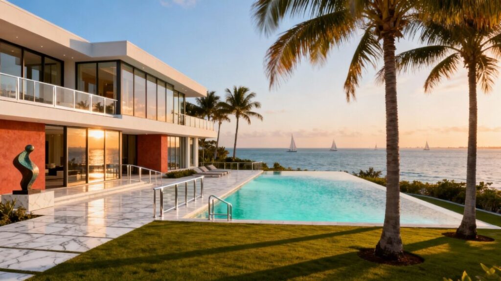 Luxury Florida mansion with infinity pool and ocean view.