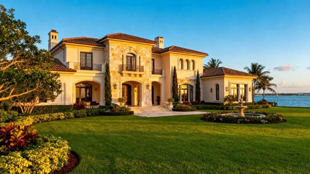Luxury waterfront mansion in Manalapan, Florida.