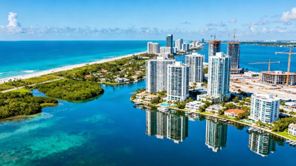 Broward County skyline with new developments and ocean views.