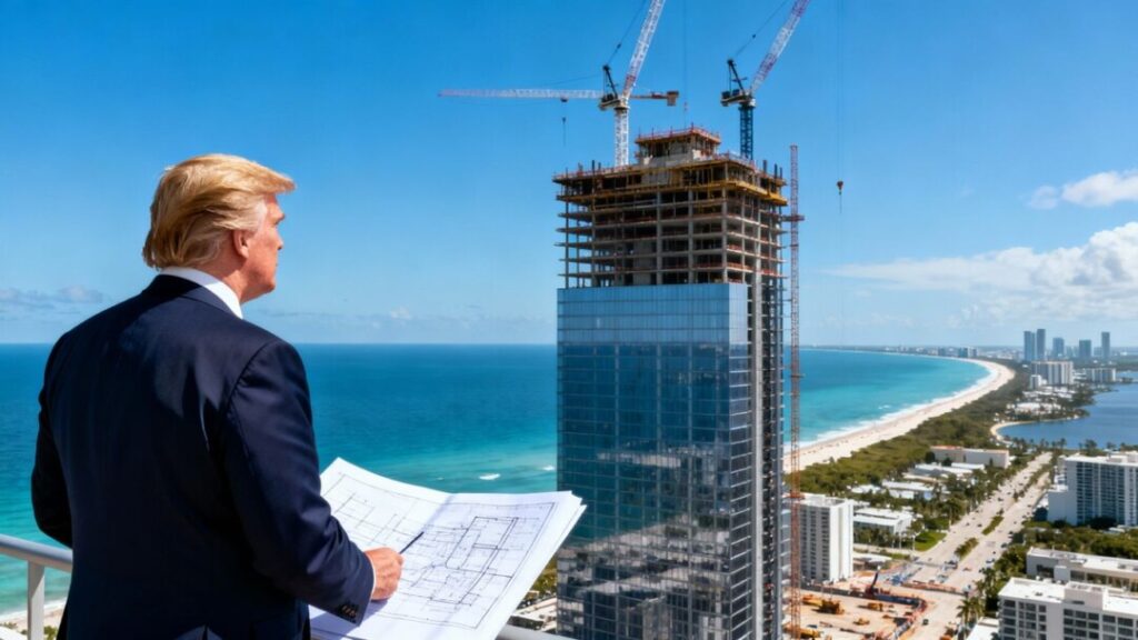 Real estate fund launch with skyscraper and developer.