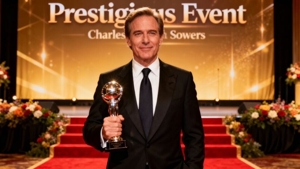 Charles Sowers receiving a real estate award.