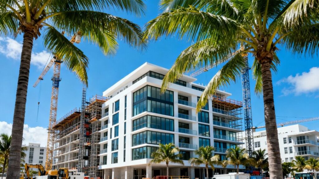 Luxury condos under construction in Miami Beach.