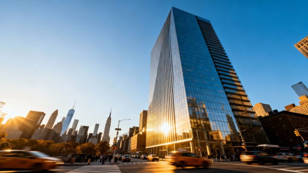 Midtown Manhattan skyscraper exterior, Electra USA office building.