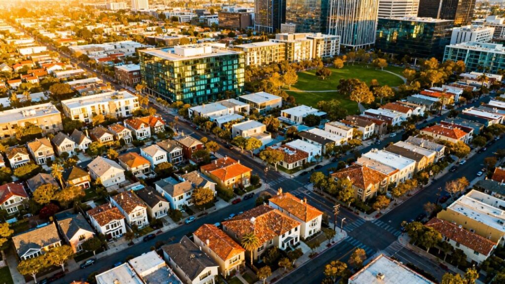 Florida real estate development with homes and buildings.