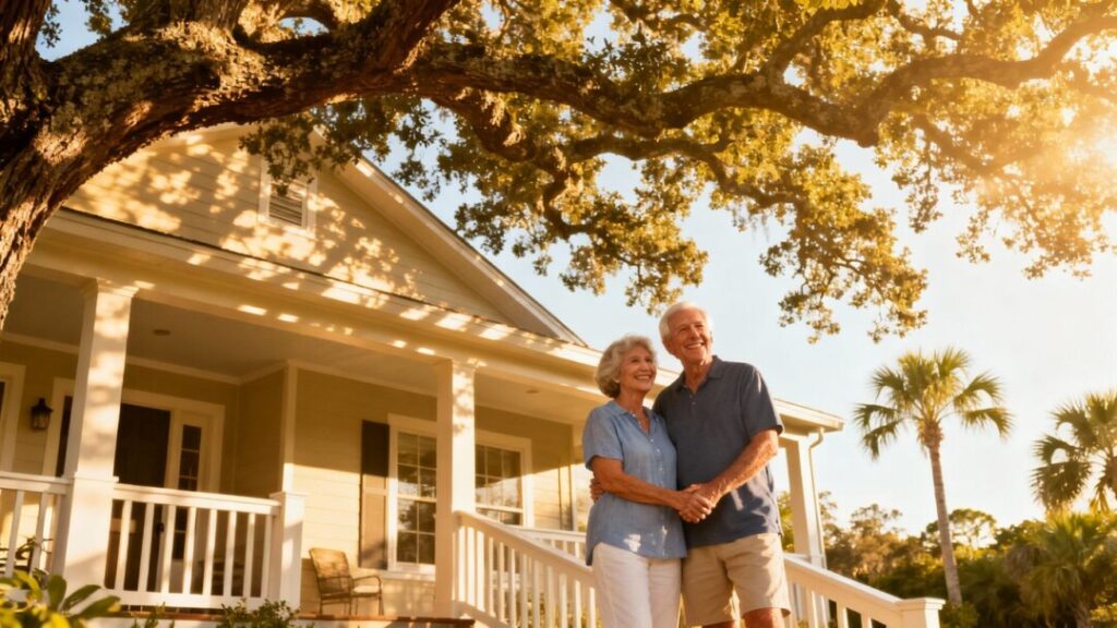 Florida seniors happy at home, property tax relief.